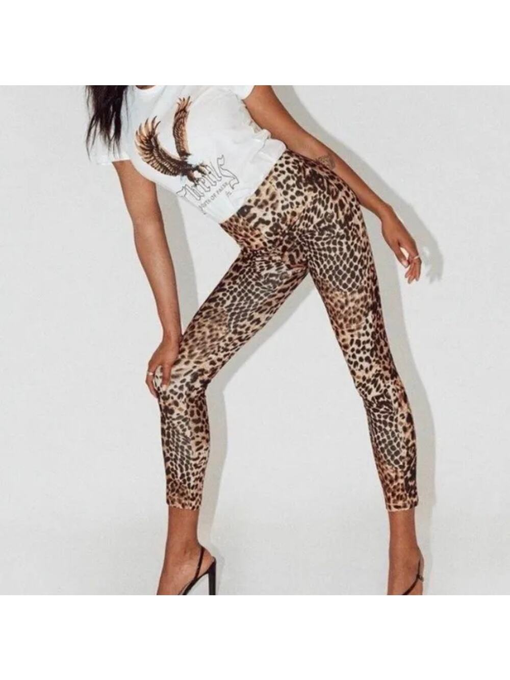 Princess Polly Wilder Leopard Print Pants zip up back zipper stretch mob wife 4